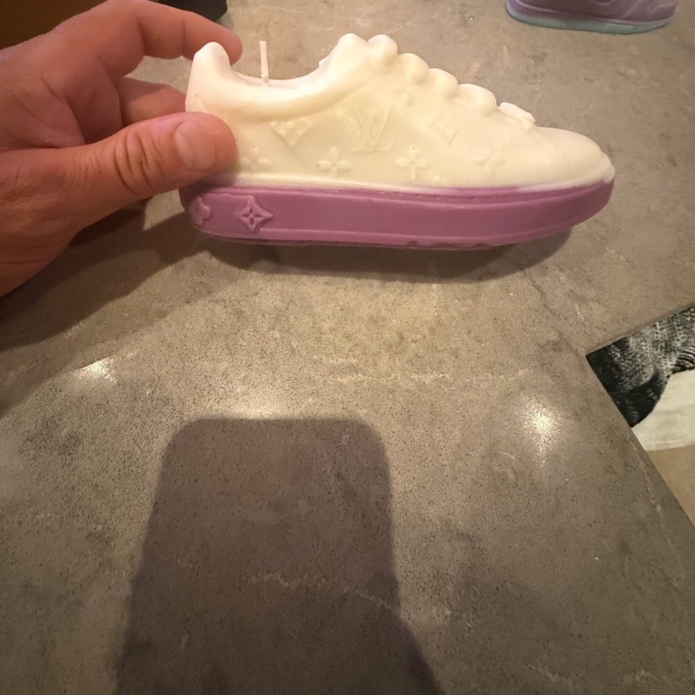 White and Purple custom Sneaker candle